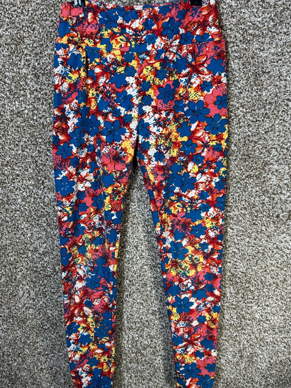 LuLaRoe Bold Floral Leggings - Blue, Red, Yellow